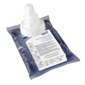 A refill pouch of KUTOL COUNTERMOUNT FOAMING PREMIUM HAND SOAP in a blue color, featuring a white dispenser cap and labeled instructions on the front. The soap has a vanilla fragrance and comes in a 1000 ml size, with 4 pouches per case.