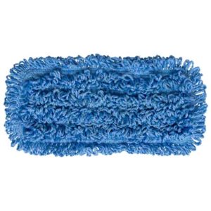 Close-up image of the CPI WAVE TROWEL BLUE MICRO-FIBER HEAD, featuring a blue microfiber mop pad with a textured, looped design for efficient cleaning.