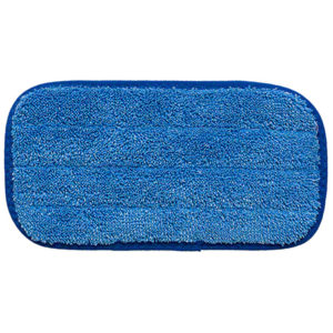 Close-up of a CPI ScrubTrowel microfiber pad, in blue, measuring 10 x 5 inches with a hook-and-loop back and rounded edges.