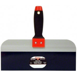 The 12" HAND SCRAPER - EACH has a wide metallic blade, a handle in red and black, and a label on the front.