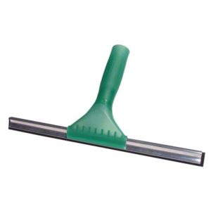 The 12" UNITEC LITE SQUEEGEE COMPLETE (HOUSEHOLD) features a green handle, metal blade holder, and rubber blade.