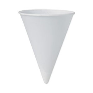 A 4oz SOLO Paper Cone Cup positioned upright against a plain background.