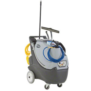 Introducing the ADVANCE ALL CLEANER XP ALL PURPOSE CLEANER, a professional-grade janitorial cleaning machine equipped with wheels, a handle, and various cords and hoses for optimal performance.