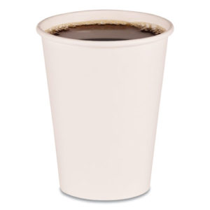 A 12oz PAPER HOT CUP filled with black coffee.