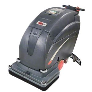 The FANG 28T AUTOMATIC SCRUBBER W/PAD DRIVE, labeled "Viper," comes with a grey and black casing, handles, and red wheels.