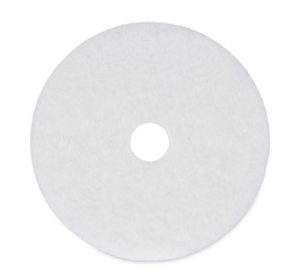 20" WHITE POLISHING FLOOR PAD with a small central hole.