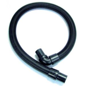 The PROTEAM STATIC-DISSIPATING HOSE W/ CUFFS (BLACK) is a black corrugated plastic hose with connectors at both ends and a 90-degree elbow joint near one end, arranged in a circular shape.