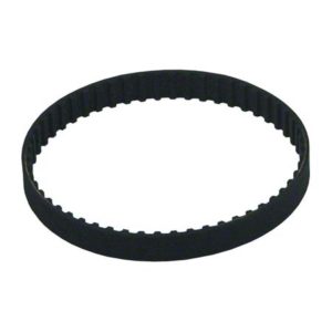 A black PROTEAM BELT, DRIVE, F/BRUSH ROLL TO FIT 1500 & 1500XP made of rubber with a toothed inner surface, forming a circular loop.