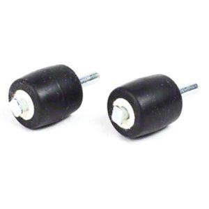 Two PROTEAM Roller & Axle Shaft Kits, each featuring a black rubber stopper with a metal rod extending from one end, placed on a white surface.