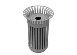 Grey Metal Trash Can