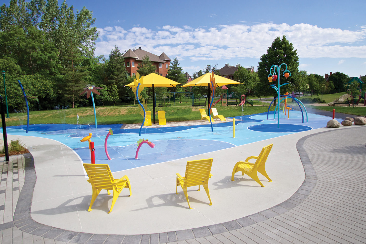 Bright Yellow 720 Chairs surround splash pad