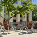 Ipe wood 720 chairs with Iconic bench on patio