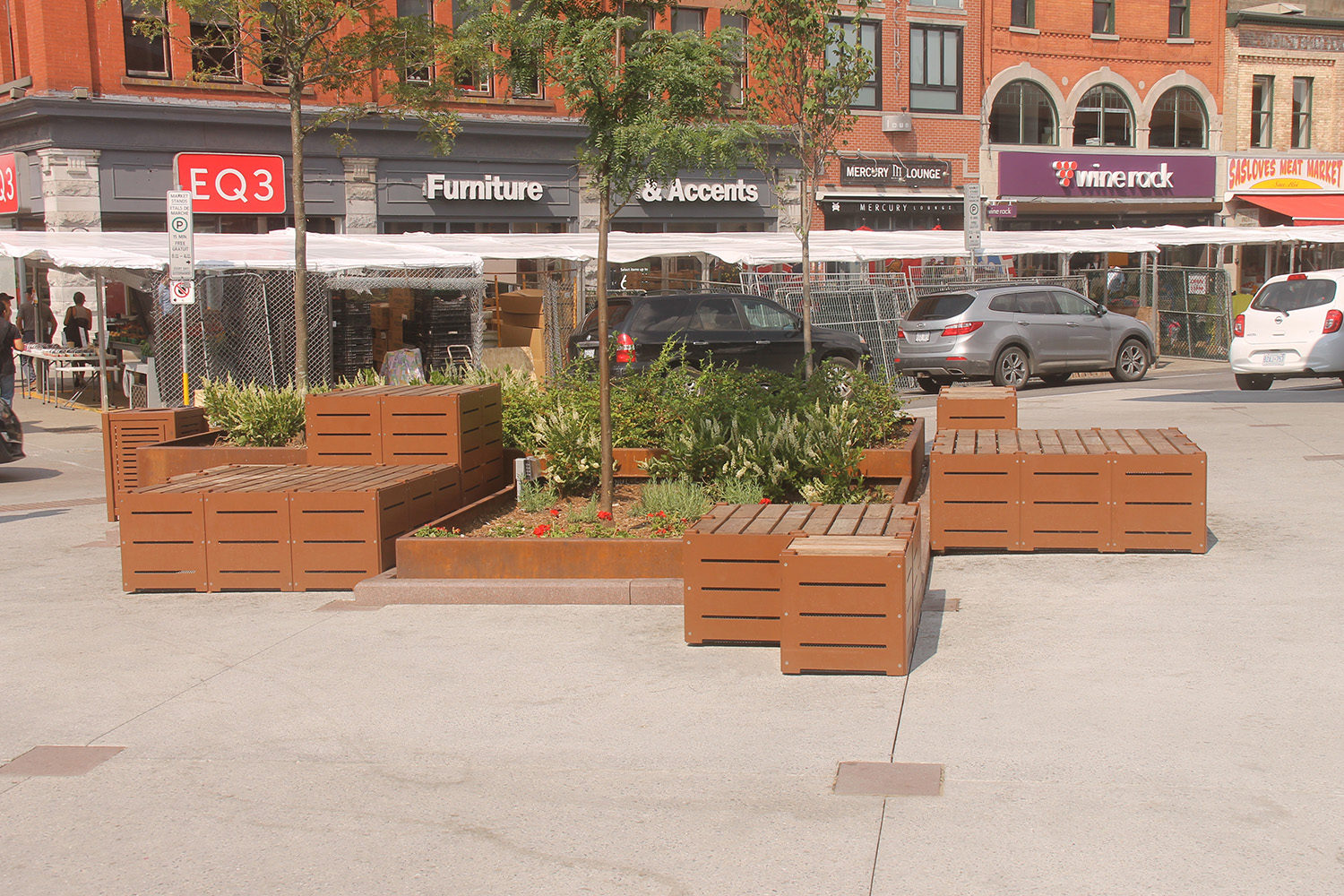 Custom blocks with wood tops at ByWard Market