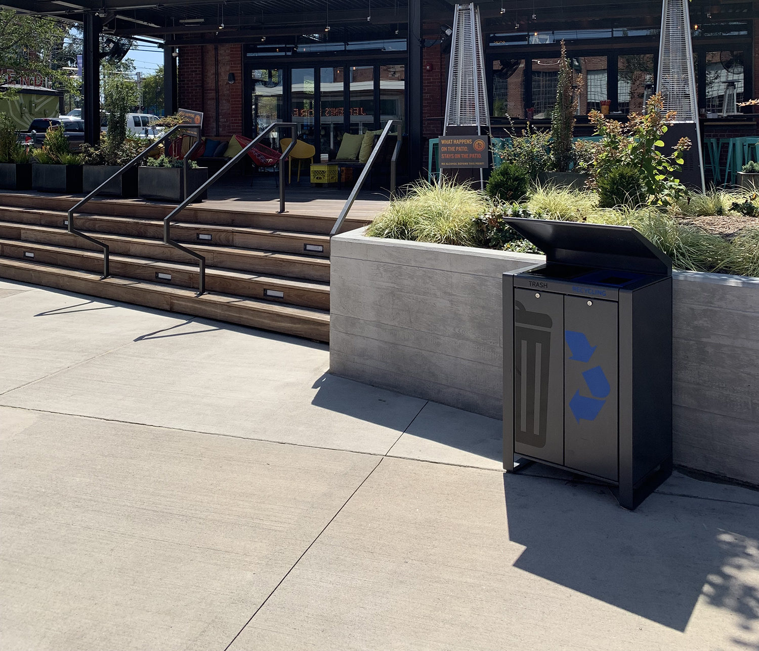 Lexicon Trash/Recycling container in front of restaurant