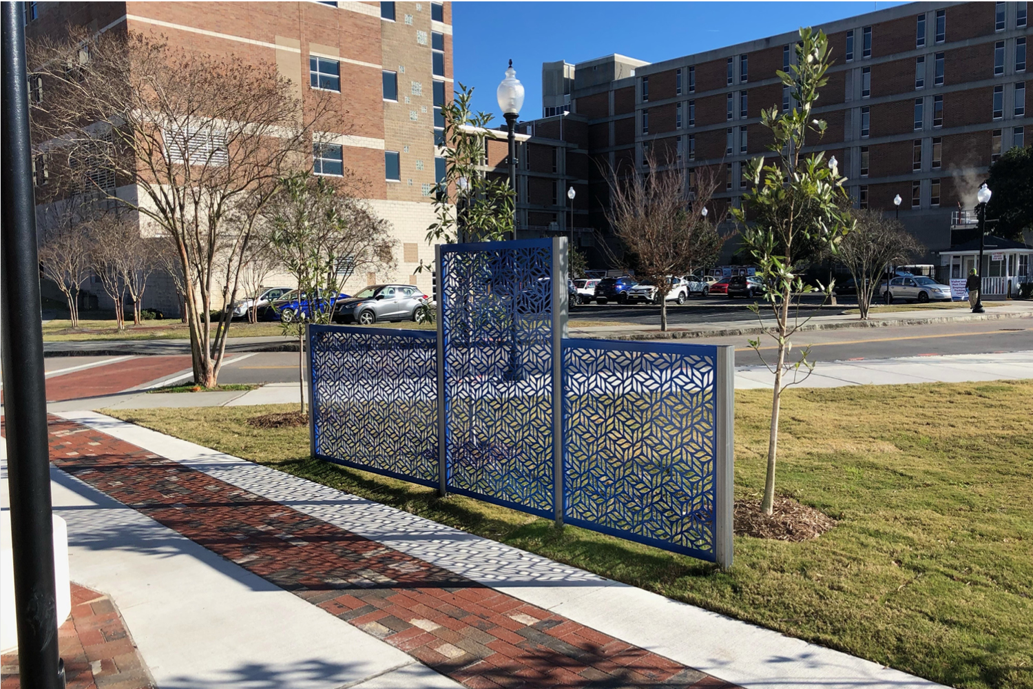 FLEXX Panels with Kaleidoscope Pattern along walkway