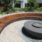 Curved Ogden surrounding fire pit