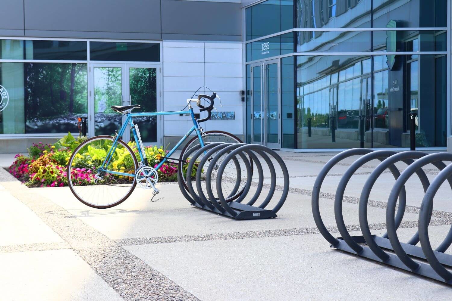 Blue Bike on 350 Bike Racks
