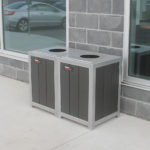 Two square waste bins side by side