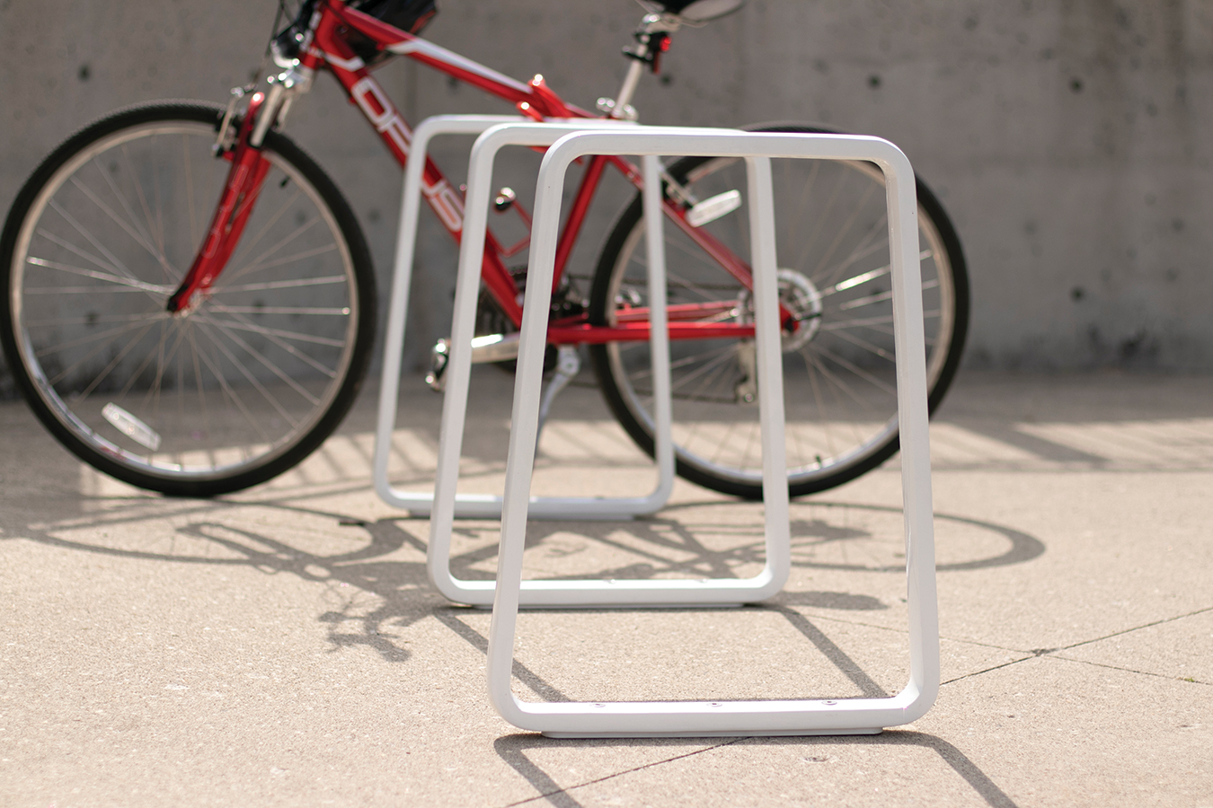 White Back Rack with Red Bike