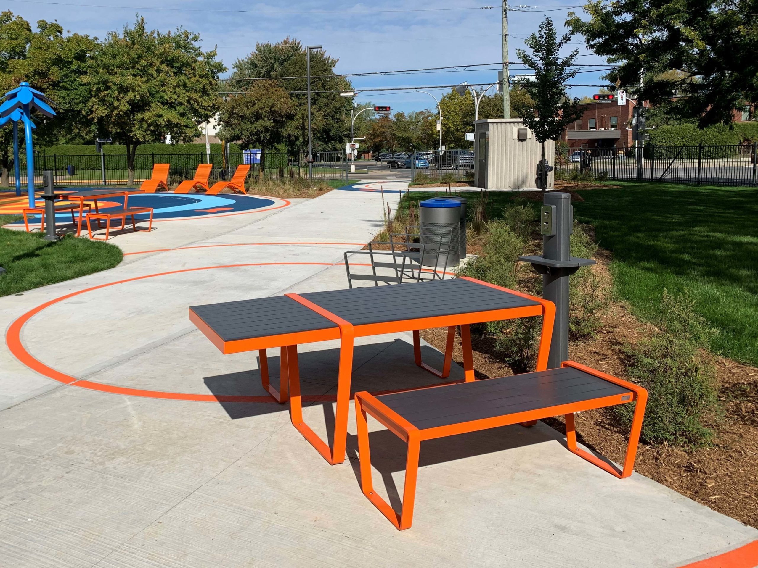Lexicon Tables in Orange and Black at Park
