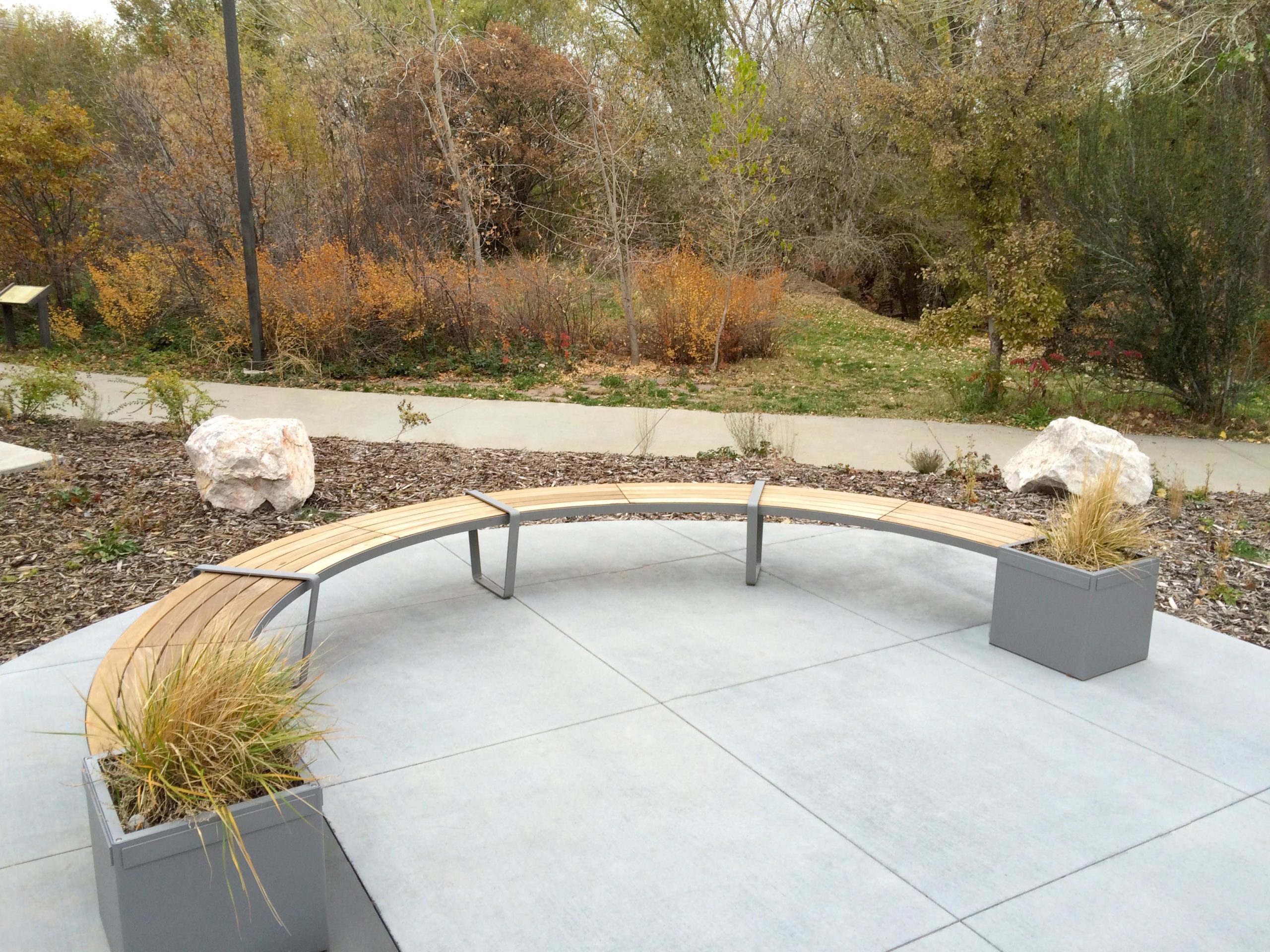 Curved Lexicon Bench with Planters