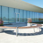 Lexicon curved seat with planters at Niagara Winery
