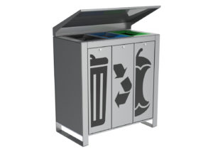 Trash Unit with Garbage, Compost and Recycling