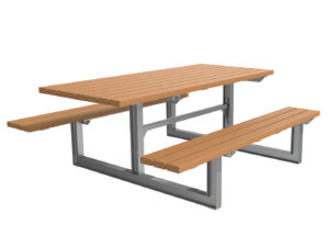 Light Brown Picnic Table with bench seating