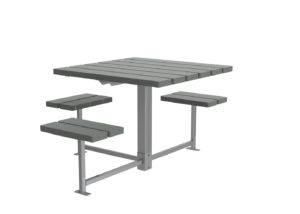 Grey Wheelchair Accessible Table with attached seating
