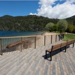 720 Backed Benches in front of beautiful water and mountains
