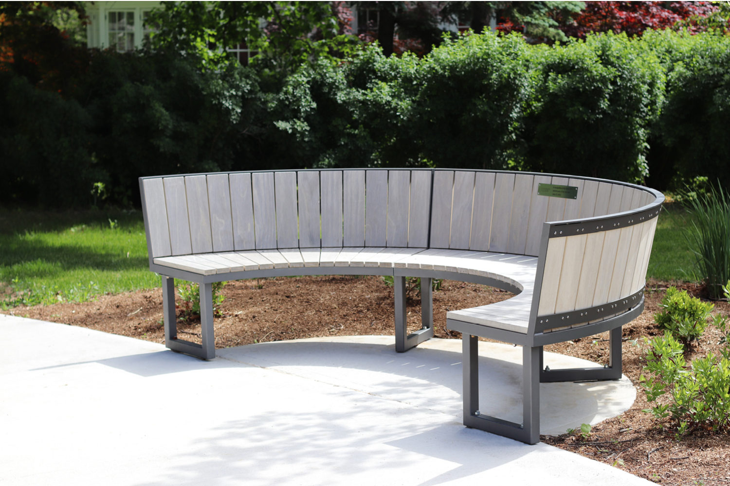 Curved Ogden Bench with Square Legs at Lang Plaza