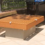 Backless Seating Crate/bench near recycling bin