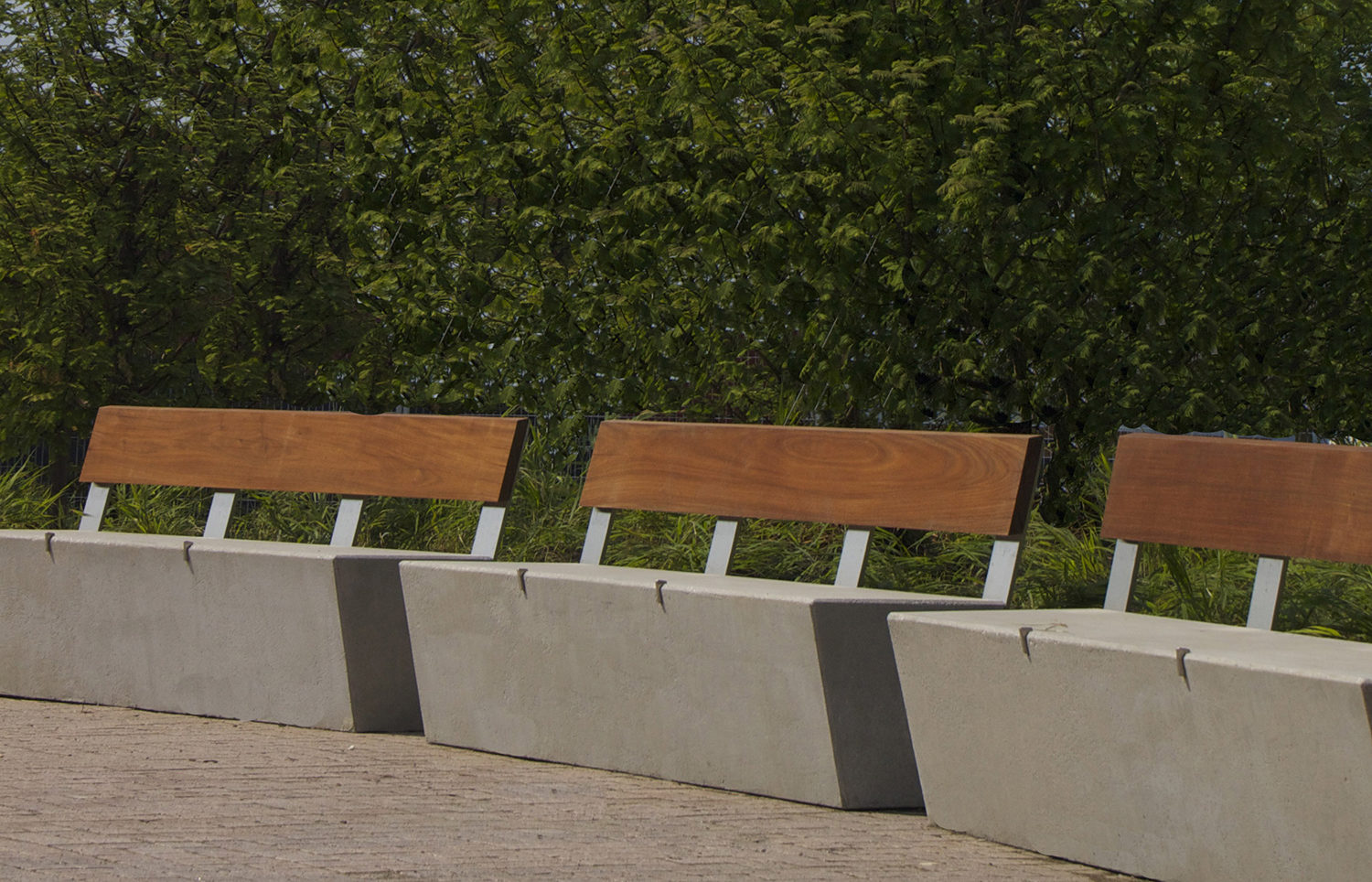 York Quay Concrete Benches with Wood Backrest in Toronto