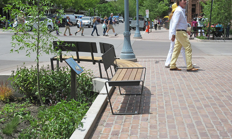 Curved Bench Near Gardens