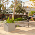 Individuals Sitting on Benches