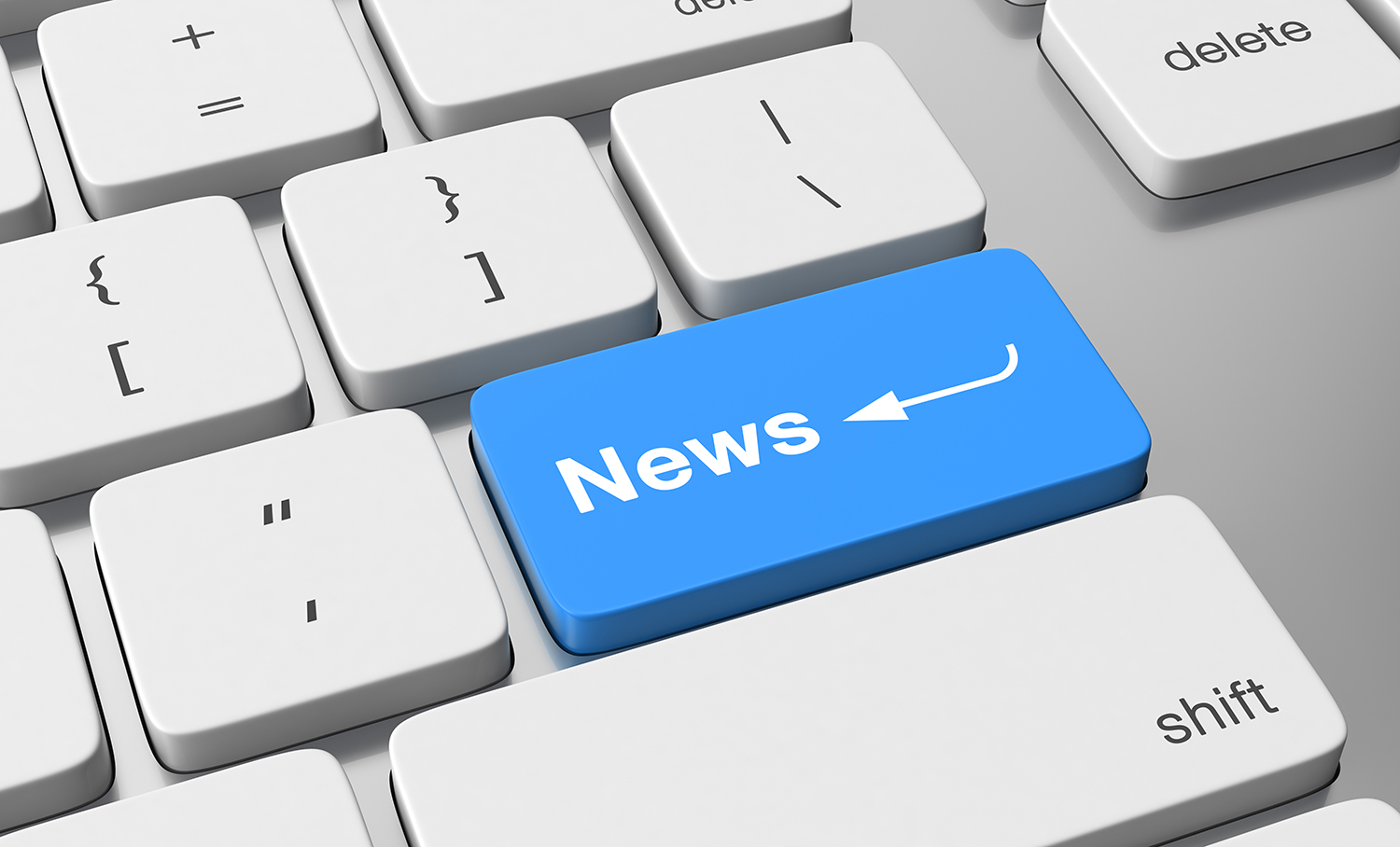 Blue News button highlighted on keyboard