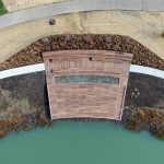 Custom Amphitheater, overhead shot looking down on wooden stage