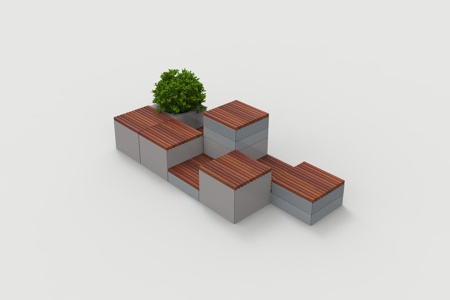 MAGLIN_REN_LAYT_PLF2200-00052 Pixel Layout PLF2200-00052: Tall and Short Blocks, Planter, Wood - Square Profile