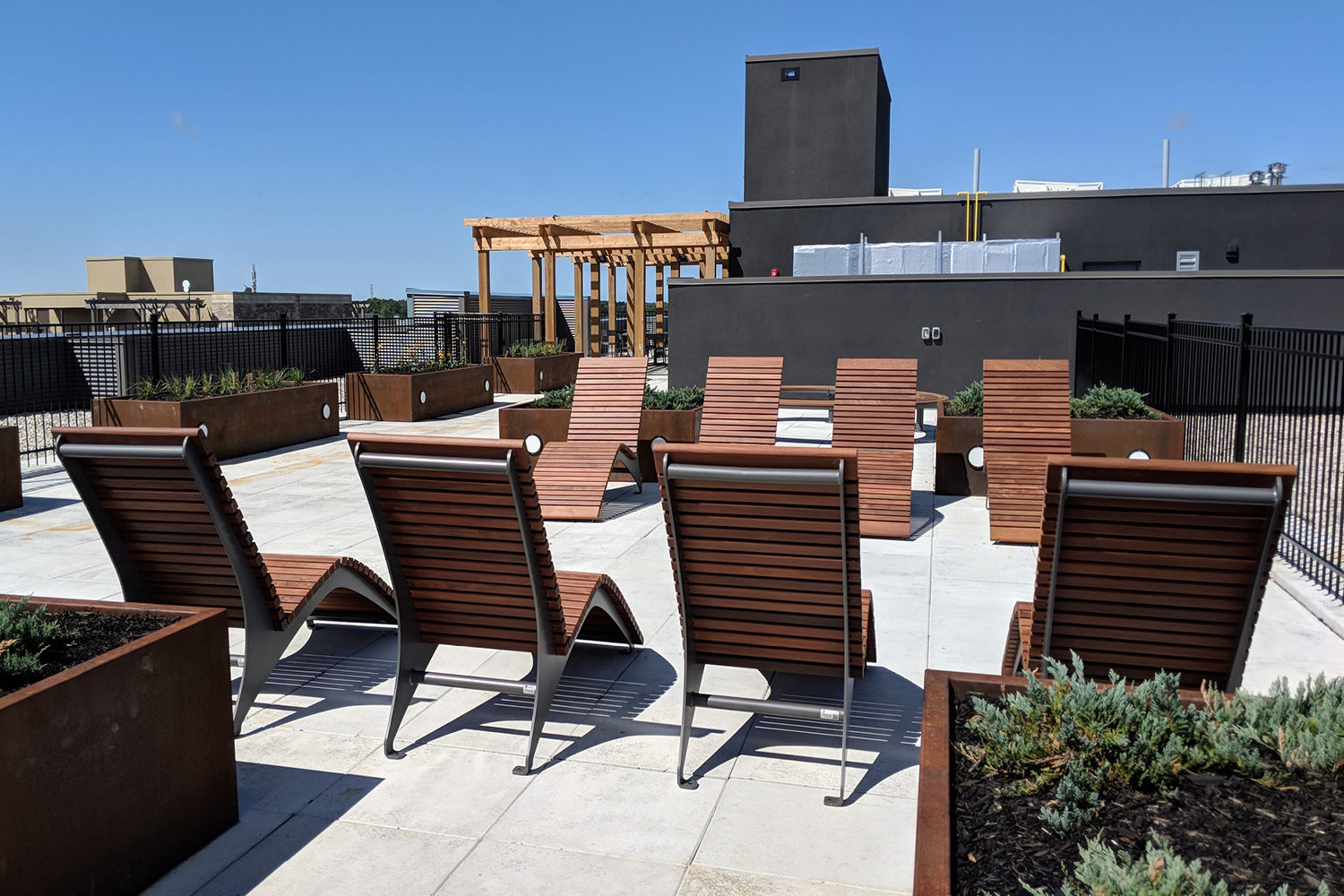 Rooftop Patio with Seating and planters