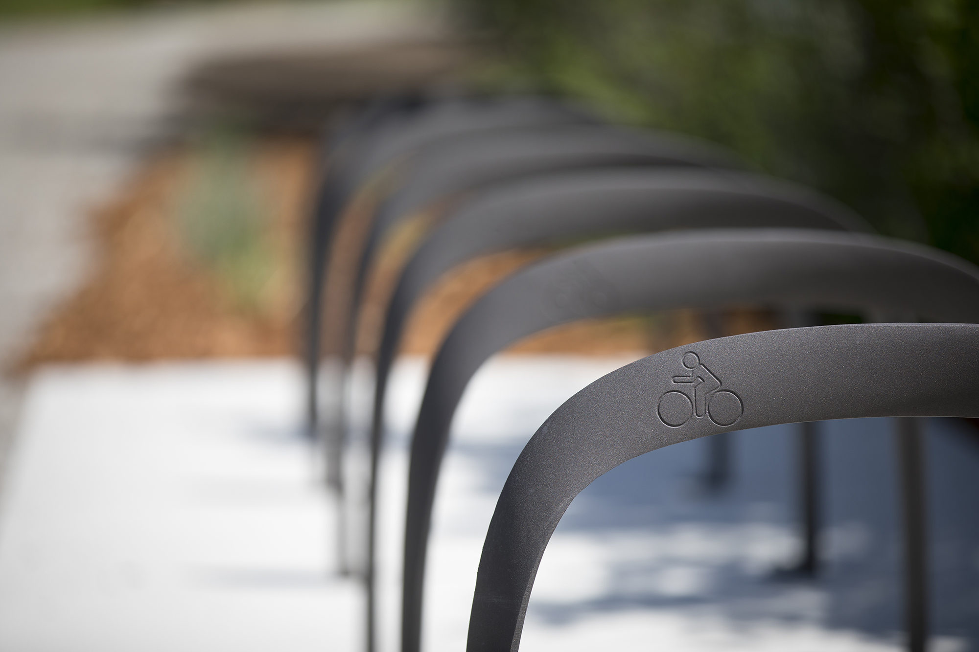 Closeup of bike racks
