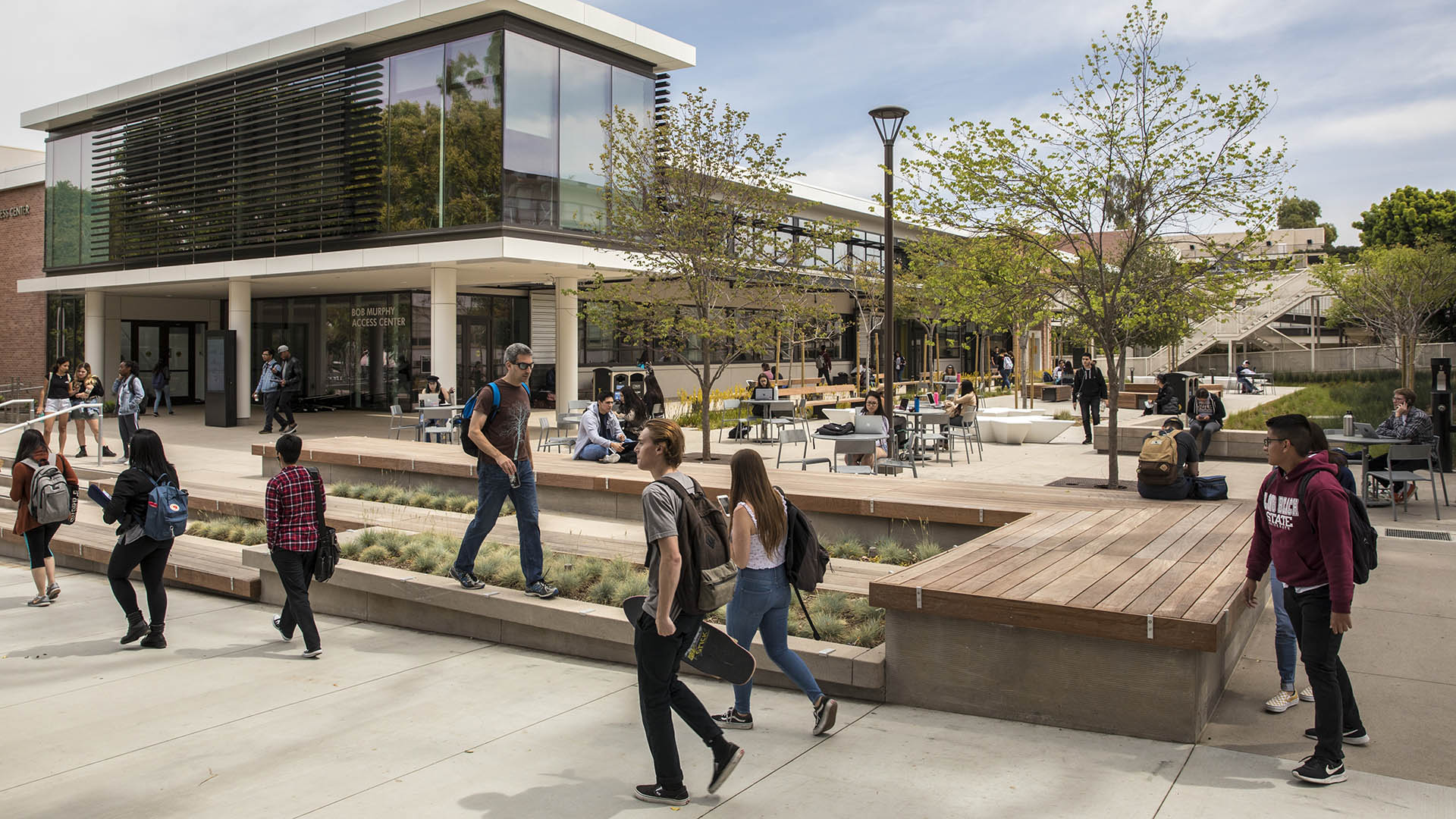 University students outside on campus