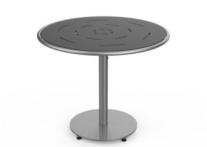 MTB-1700-00246: Round Foro Table, 36in D, OP HDPE Black, P2, Freestanding
