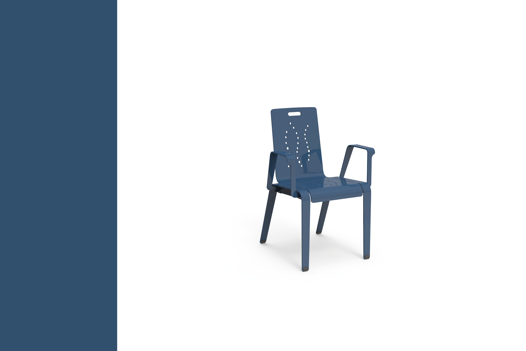 ALUM Armed Chairs with Violet Blue Powdercoat Color