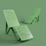 ALUM Chaise Lounge with Summit and Fusion patterns on green background