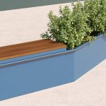 Design details showing CANOE's rolled edge with Ipe wood and bench top seating
