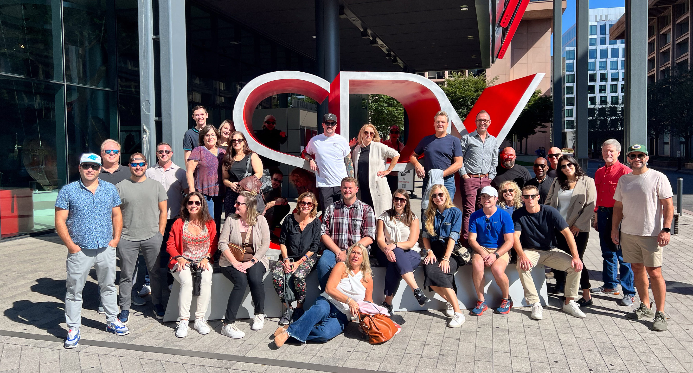 Maglin territory managers and landscape architect friends pose outside of the SPY museum in Washington DC.