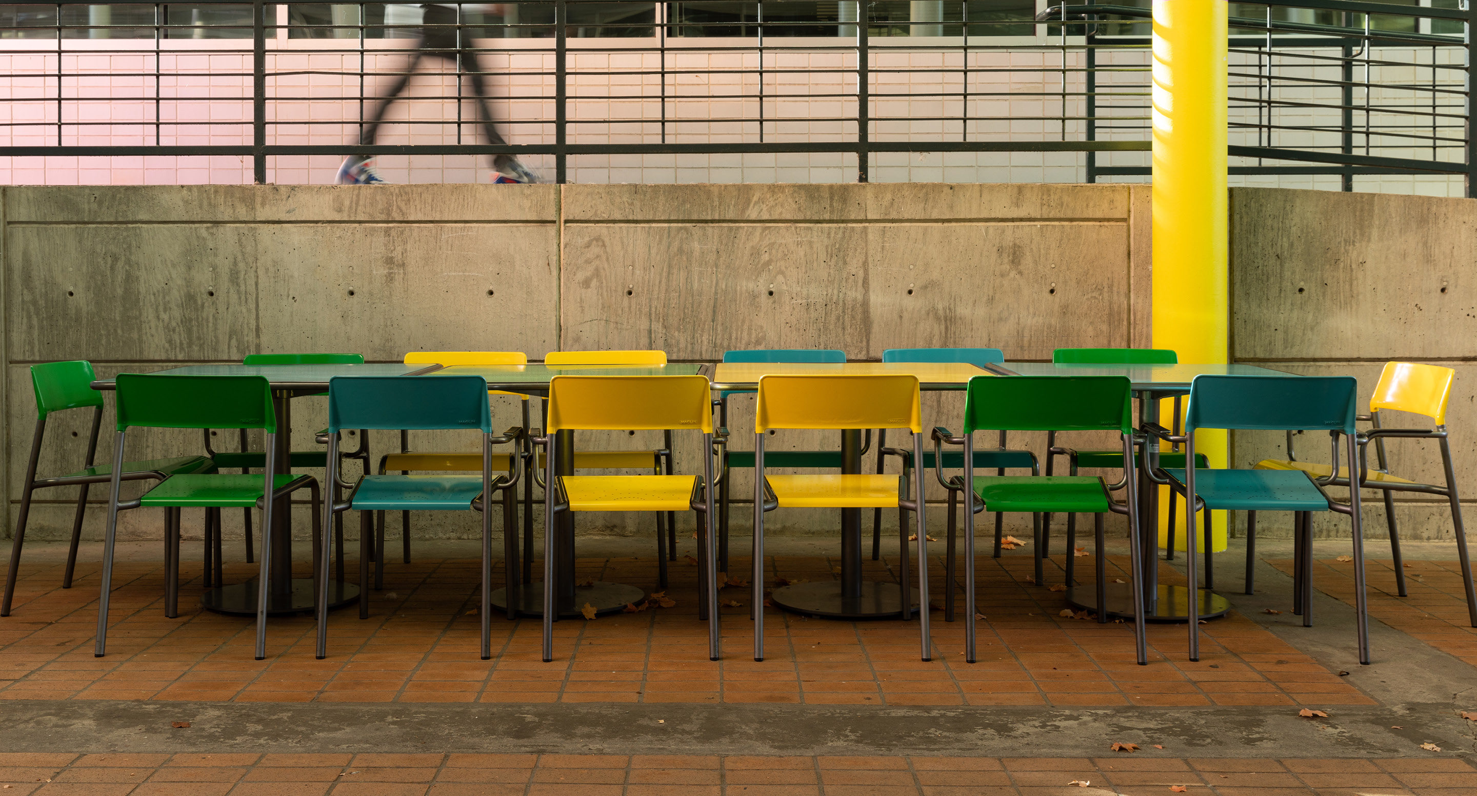 maglin-collections-foro-hero Brightly painted Foro chairs and tables at UNC outdoor corridor