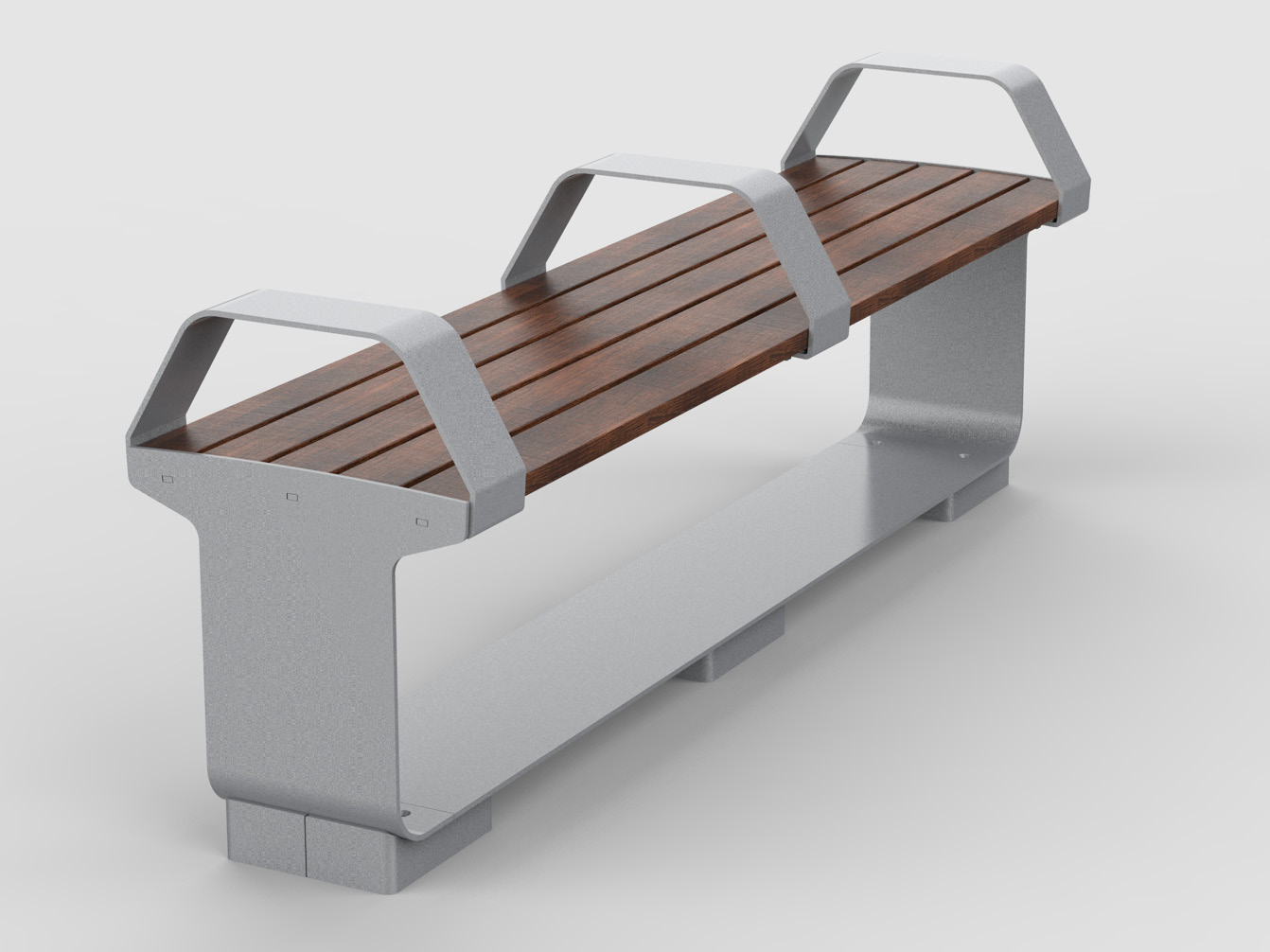 L-Series backless bench with center and side arms