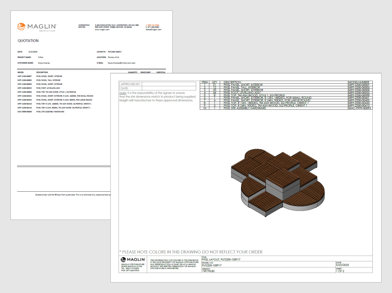 CAD file and quote produced from Maglin Product Builder