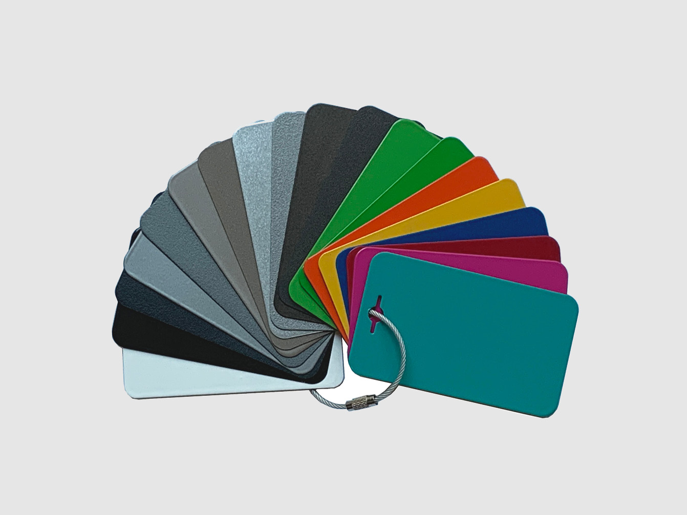 Powdercoat colors shown on sample ring